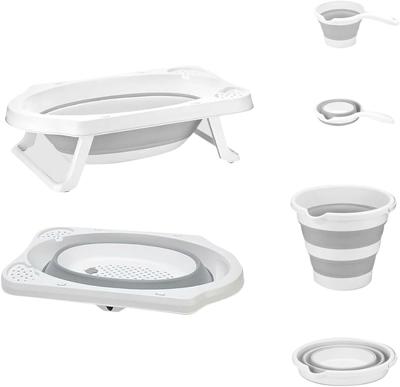 ebebek baby plus Foldable Bathtub Set 3 Pcs | Baby Bath Set Foldable Bathtub with Buckets | Non-Slip Support Leg, Collapsible Tub for Toddler Baby Kid