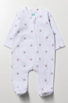 Stars Printed Sleepsuit White | Babygrows | Ackermans