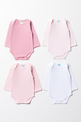4 Pack Long Sleeve Bodyvests Pink And White | Vests | Ackermans