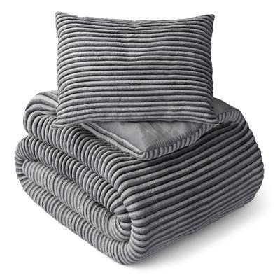 Mainstays Kids Gray Solid Plush Ribbed Corduroy Comforter Set, Twin, 2 Pieces - Walmart.com