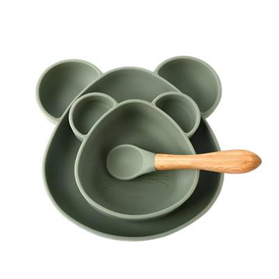 Silicone Baby Feeding Set - Mice Plate, Bowl & Wooden Spoon | Shop Today. Get it Tomorrow! | takealot.com