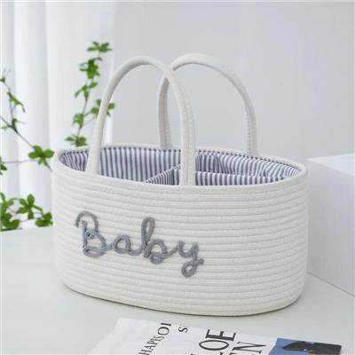 Cotton Rope Diaper Bag - White