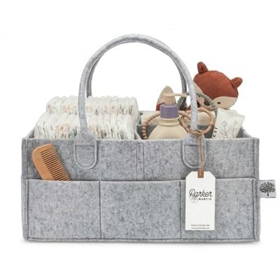 Parker Baby Co. Diaper Caddy - Nursery Storage Bin and Car Organizer for Diapers and Baby Wipes - Gray, Large
