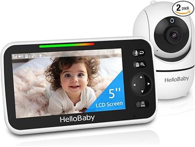 Amazon.com: HelloBaby No WiFi Baby Monitor 5 Screen 30-Hour Battery Pan-Tilt-Zoom Video Upgrade with Camera and Audio, Night Vision, VOX, 2-Way Talk,