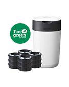 Tommee Tippee Twist & Click Advanced Nappy Bin, Includes 1x Refill Cassette, White - Boots