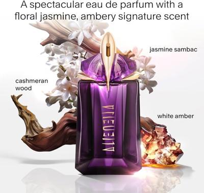 Mugler Alien Eau de Parfum for Women, Ambery Woody Floral Fragrance, featuring Jasmine Sambac, Cashmeran Wood, White Amber, Powerful, Sensual, Radiant