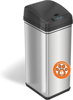 Amazon.com: iTouchless 13 Gallon Dog Proof Trash Can with Odor Filter, Stainless Steel Kitchen Trashcan Motion Sensor Large Capacity Slim Wastebasket