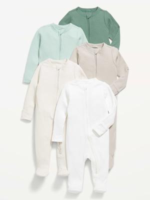 2-Way-Zip Sleep & Play Footed One-Piece 5-Pack for Baby | Old Navy