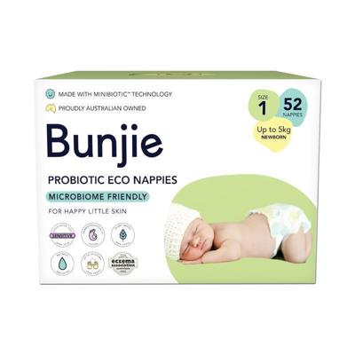Buy Bunjie Probiotic Eco Nappies Size 1, Up to 5kg, 52 Pack online at Chemist Warehouse