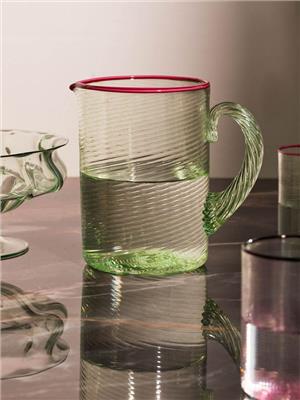 Green Fizzy Hand-Blown Murano Glass Jug by Giberto | ABASK