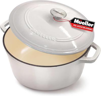 Amazon.com: Mueller 6qt Enameled Cast Iron Dutch Oven, Heavy-Duty Casserole and Braiser Pan with Lid and Knob, Oven-Safe up to 500° F & Across All Coo