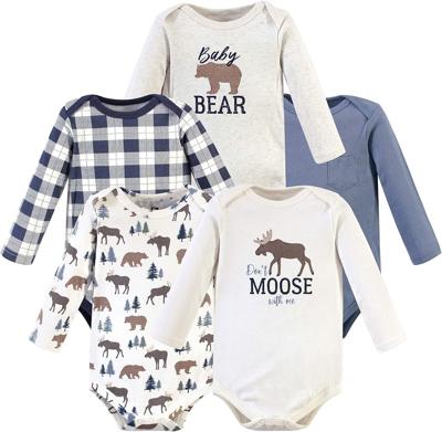 Amazon.com: Hudson Baby Unisex Baby Cotton Long-sleeve Bodysuits, Moose Bear, 3-6 Months: Clothing, Shoes & Jewelry
