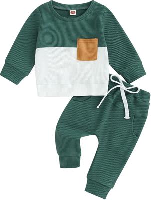 Amazon.com: GGBNOMER Toddler Baby Boy Fall Clothes Waffle Contrast Color Sweatshirt Pants Sets Infant Winter Outfits 6 12 18 24 Months (Army Green, 12