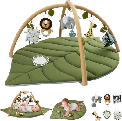 Amazon.com : Blissful Diary Baby Play Gym & Activity Mat, Oversize Leaf Shaped Baby Play Mat w 6 Detachable Toys, Tummy Time Mat Promote Motor Skills