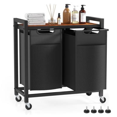 EDX Laundry Hamper, 2 Pull-Out Removable Bags, Clothes Sorter with Shelf and Wheels, 11.2 Gallons - Walmart.com