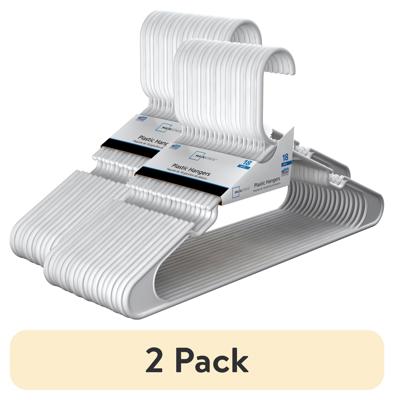 (2 pack) Mainstays Plastic Clothes Hangers, White, 18-Count, Durable for Everyday Use - Walmart.com