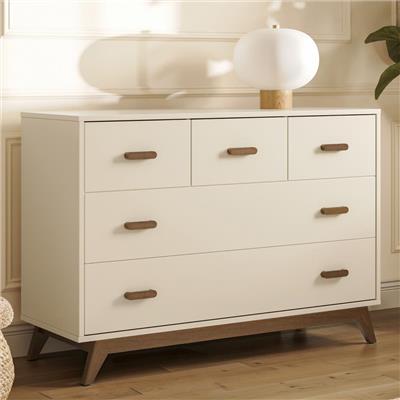 dadada Soho 5-Drawer Dresser - Almond Milk / Walnut (2 boxes)
