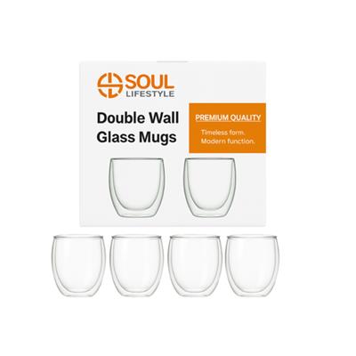 Soul Lifestyle Double-Wall Thermal Borosilicate Glass Mugs 250ml - Set of 4 | Shop Today. Get it Tomorrow! | takealot.com