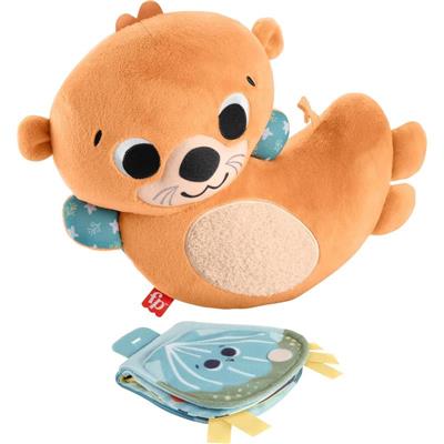 Fisher Price - Toy 2-in-1 Rockin Tummy Time Otter Plush Sensory Activity with Soft Book