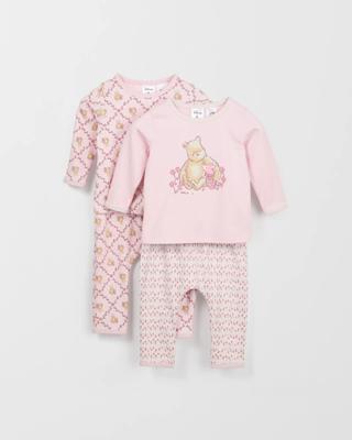 Disney Winnie The Pooh Organic Cotton 2 Pack Baby Pyjama Set - Pink | Target Australia