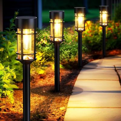 Mancra Solar Pathway Lights, 8 Pack LED Solar Lights Outdoor Waterproof, Glass Metal Garden Lighting for Yard Path Landscape Lawn Walkway Driveway, 30