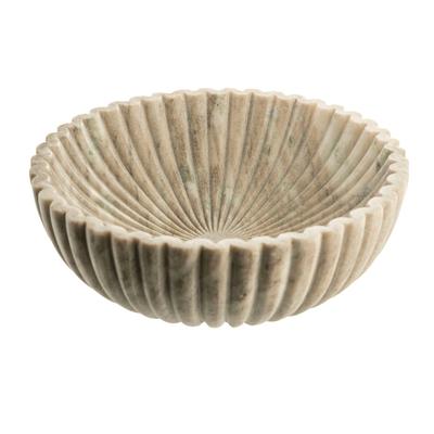 Beige Ribbed Round 29x10cm Marble Bowl – Wheel&Barrow Home