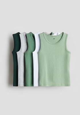 Light green/gray melange 5-pack Cotton Tank Tops for kids | H&M CA
