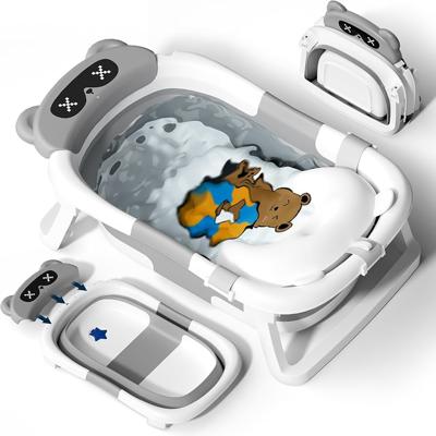 COOSEYA Baby Bath Tub Foldable, Baby Bathtub Collapsible Essentials for Newborn with Soft Cushion (0-18Months), Baby Shower for Infant to Toddler Gift
