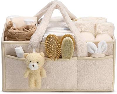 Baby Nappy Caddy Organiser - Essential for New Mums, Ideal for Newborns - Changing Basket with Storage Function (Beige) : Amazon.co.uk: Baby Products