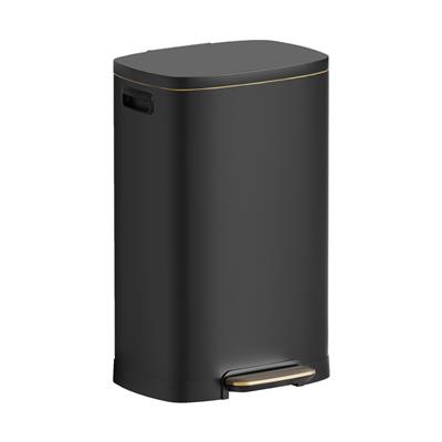 Ksskss Kitchen Step Trash Can With Lid, 13 Gallon / 50 Liter Stainless Steel Garbage Bin With Removable Inner Bucket, Anti-fingerprint, Waterproof, An