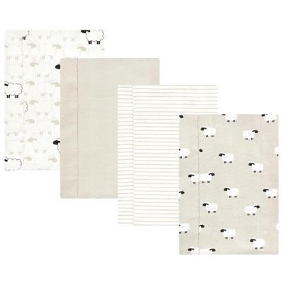 Baby Vision - 4Pk Flannel Burp Cloth Taupe Sheep