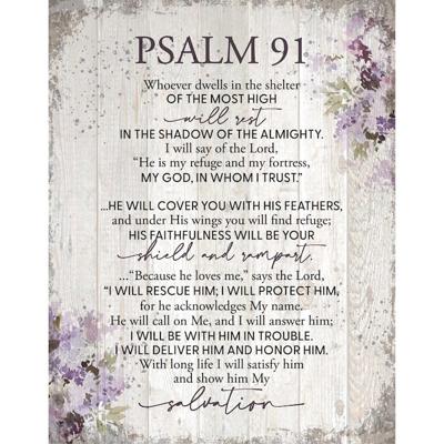 Psalm 91 Wood Plaque 11.75x15 - White - Overstock - 33091713