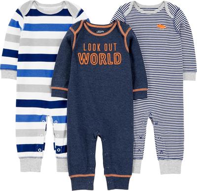 Amazon.com: Simple Joys by Carters Baby 3-pack Jumpsuits, grey, multi stripe, navy stripe, 3-6 Months: Clothing, Shoes & Jewelry