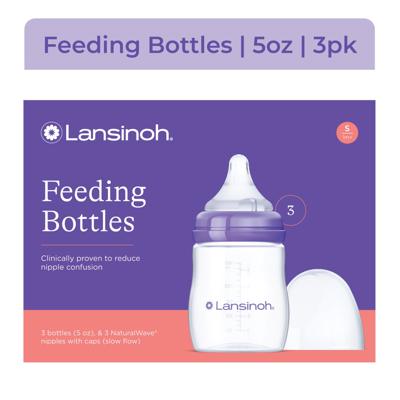 Lansinoh Anti-Colic Baby Bottle for Breastfeeding Baby, Baby Formula Feeding, 5oz, 3pk, Slow Flow Nipples, Size S HSA/FSA Eligible - Walmart.com