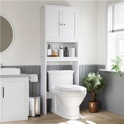 Futzca Over The Toilet Storage Cabinet with Adjustable Shelf & Glass Door - N/A