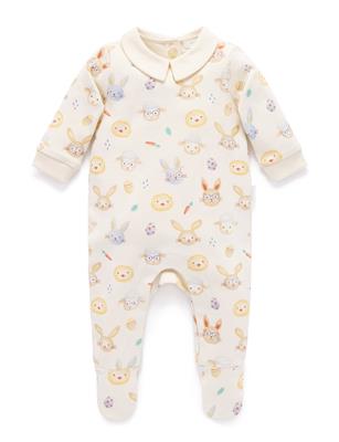 White Hoppity Thick Growsuit - Baby Growsuits - Purebaby