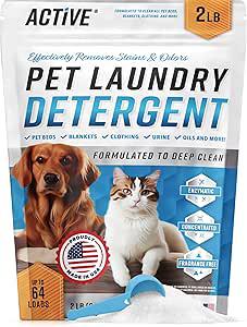 Amazon.com: Pet Laundry Detergent Odor Remover - ACTIVE Enzyme Based Powder Detergent for Dogs Beds, Cat Pee, HE Washer Friendly Natural Enzymatic Deo