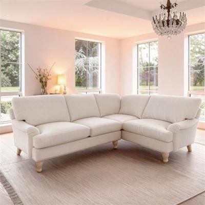 Brea Oyster White Right Corner Sofa with Whitewash Legs - Laura James