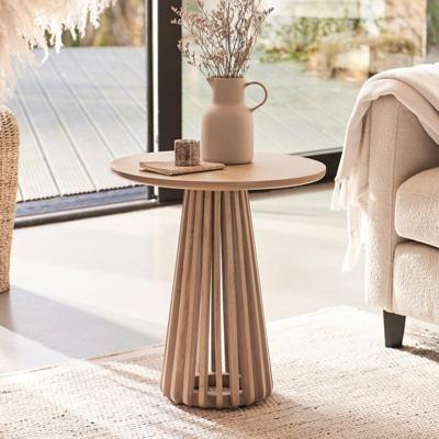 Willow Slatted Wood Side Table - Whitewash Oak - Laura James