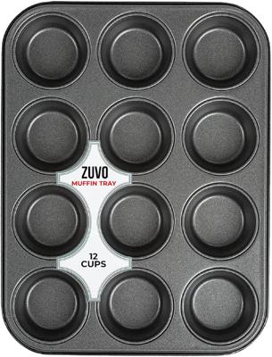 Zuvo Nonstick 12 Cup Muffin Tray - BPA Free & Dishwasher Safe Cupcake Pan Muffin Tray with Stain-Resistant, Baking Mould for Muffins or Cupcakes, Bake