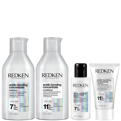 Redken Acidic Bonding Concentrate Shampoo and Conditioner 300ml with Mini Shampoo 75ml and Conditioner 50ml (Worth £62.11) | LOOKFANTASTIC