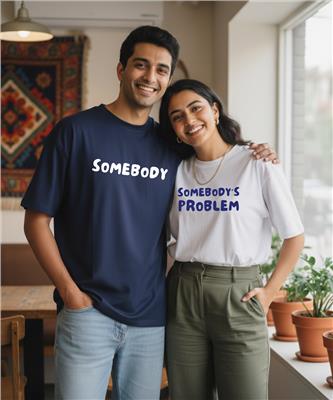 Somebody / Somebody’s Problem – Couple Oversized Fit T-shirts (Set of – The Habit Store