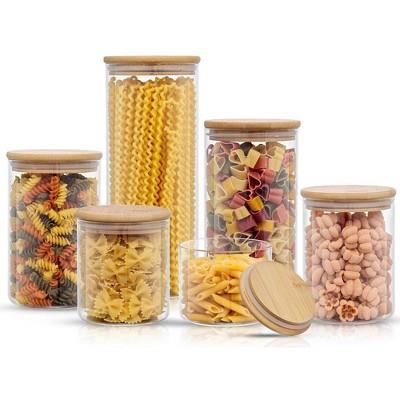 JoyJolt Glass Food Storage Jars Containers, Glass Storage Jar Bamboo Lids Set of 6 Kitchen Glass Canisters : Target