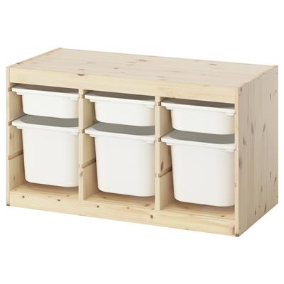 TROFAST storage combination with boxes, light white stained pine/white, 93x44x52 cm (365/8x173/8x201/2) - IKEA CA