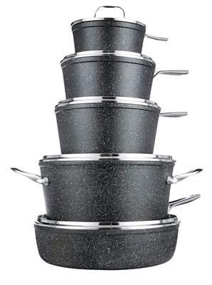 Heritage The Rock Forged Non-Stick Cookware Set, Dishwasher & Oven Safe, Black, 10-pc