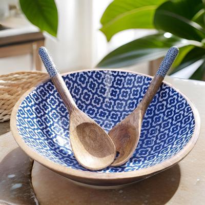 Mango Wood Serving Bowl Set with Spoons