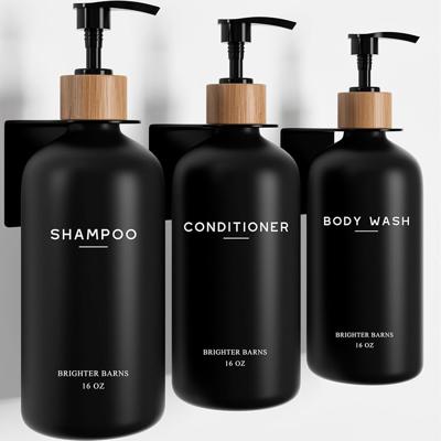 Amazon.com: Black Shampoo and Conditioner Dispenser Set Wall Mounted by Brighter Barns - Shampoo Dispenser for Shower Wall 3 Chamber No Drill - Shower