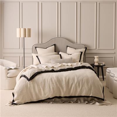 Vintage Washed Linen Linen & Onyx Border Quilt Cover Separates | Adairs