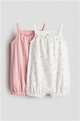 Light pink/Floral 2-pack cotton romper suits for kids | H&M GB