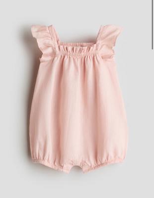 Light pink Linen romper suit for kids | H&M GB